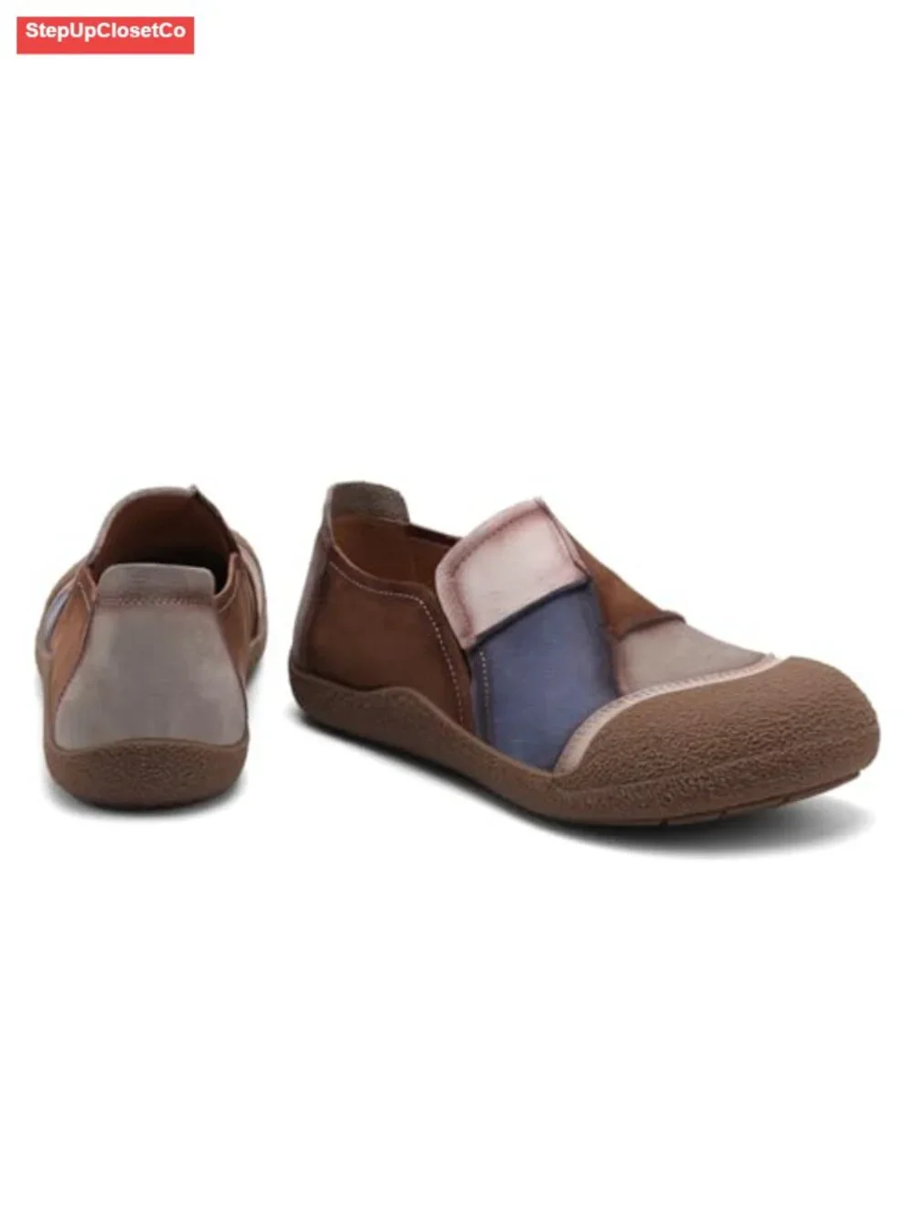 Women's Cowhide Leather Penny Loafers Round Toe Retro Mary Jane Comfort Walking